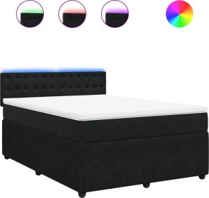 vidaXL Łóżko kontynentalne z materacem, czarne, 140x200 cm, aksamit 2