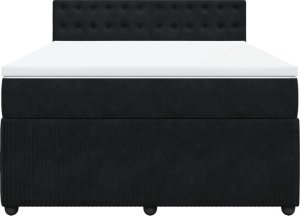 vidaXL Łóżko kontynentalne z materacem, czarne, 140x200 cm, aksamit 6