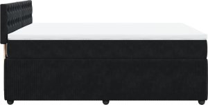 vidaXL Łóżko kontynentalne z materacem, czarne, 140x200 cm, aksamit 7