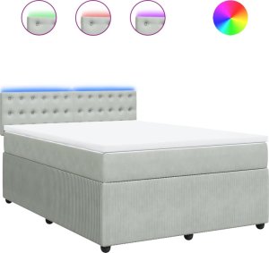 vidaXL Łóżko kontynentalne z materacem, jasnoszare, aksamit, 140x190cm 2