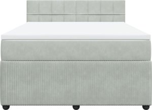 vidaXL Łóżko kontynentalne z materacem, jasnoszare, 160x200cm, aksamit 6