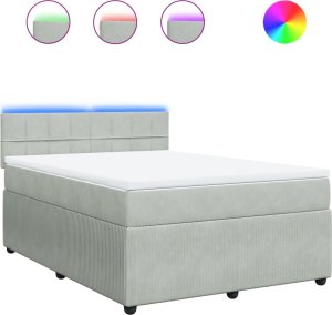 vidaXL Łóżko kontynentalne z materacem, jasnoszare, 140x190cm, aksamit 2