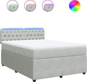 vidaXL Łóżko kontynentalne z materacem, jasnoszare, 140x190cm, aksamit 2