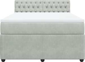 vidaXL Łóżko kontynentalne z materacem, jasnoszare, 140x190cm, aksamit 6