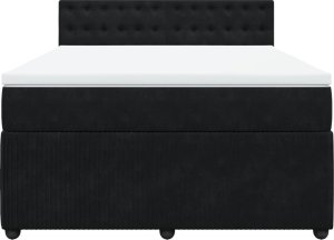 vidaXL Łóżko kontynentalne z materacem, czarne, aksamit, 140x190 cm 6