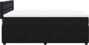 vidaXL Łóżko kontynentalne z materacem, czarne, aksamit, 140x190 cm 7