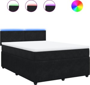 vidaXL Łóżko kontynentalne z materacem, czarne, 140x200 cm, aksamit 2