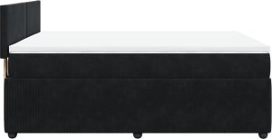vidaXL Łóżko kontynentalne z materacem, czarne, 140x200 cm, aksamit 7
