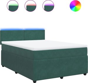 vidaXL Łóżko kontynentalne z materacem, ciemnozielone, 160x200 cm 2