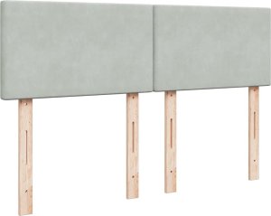 vidaXL Łóżko kontynentalne z materacem, jasnoszare, 160x200cm, aksamit 12