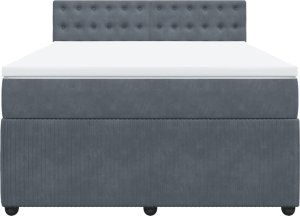 vidaXL Łóżko kontynentalne z materacem, ciemnoszare, 160x200cm aksamit 6