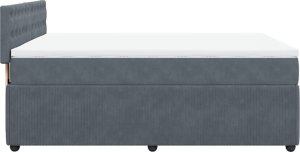 vidaXL Łóżko kontynentalne z materacem, ciemnoszare, 160x200cm aksamit 7
