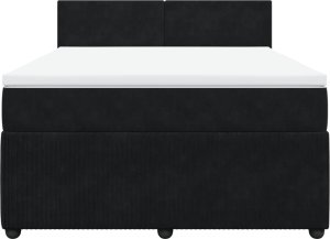 vidaXL Łóżko kontynentalne z materacem, czarne, 160x200 cm, aksamit 6