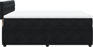 vidaXL Łóżko kontynentalne z materacem, czarne, 160x200 cm, aksamit 7