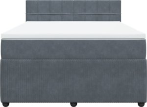 vidaXL Łóżko kontynentalne z materacem, ciemnoszare, 160x200cm aksamit 6