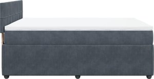 vidaXL Łóżko kontynentalne z materacem, ciemnoszare, 160x200cm aksamit 7