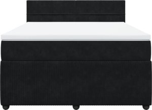 vidaXL Łóżko kontynentalne z materacem, czarne, 160x200 cm, aksamit 6