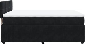 vidaXL Łóżko kontynentalne z materacem, czarne, 160x200 cm, aksamit 7