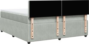 vidaXL Łóżko kontynentalne z materacem, jasnoszare, 180x200cm, aksamit 8