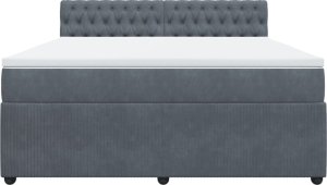 vidaXL Łóżko kontynentalne z materacem, ciemnoszare, 180x200cm aksamit 6