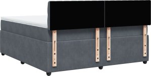 vidaXL Łóżko kontynentalne z materacem, ciemnoszare, 180x200cm aksamit 8