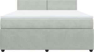 vidaXL Łóżko kontynentalne z materacem, jasnoszare, 180x200cm, aksamit 6