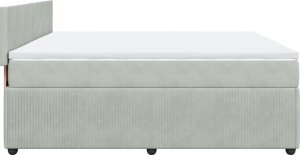 vidaXL Łóżko kontynentalne z materacem, jasnoszare, 180x200cm, aksamit 7
