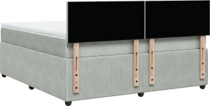 vidaXL Łóżko kontynentalne z materacem, jasnoszare, 180x200cm, aksamit 8