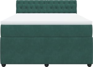vidaXL Łóżko kontynentalne z materacem, ciemnozielone, 160x200 cm 6