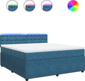 vidaXL Łóżko kontynentalne z materacem, niebieskie, 180x200cm, aksamit 2