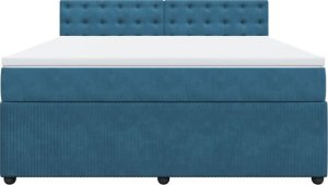 vidaXL Łóżko kontynentalne z materacem, niebieskie, 180x200cm, aksamit 6