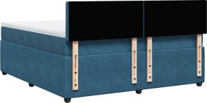 vidaXL Łóżko kontynentalne z materacem, niebieskie, 180x200cm, aksamit 8