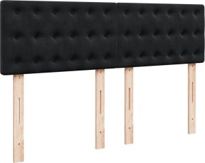 vidaXL Łóżko kontynentalne z materacem, czarne, 160x200 cm, aksamit 12