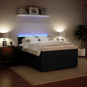 vidaXL Łóżko kontynentalne z materacem, czarne, 160x200 cm, aksamit 5