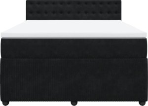 vidaXL Łóżko kontynentalne z materacem, czarne, 160x200 cm, aksamit 6