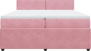 vidaXL Łóżko kontynentalne z materacem, różowe, aksamit, 200x200 cm 6
