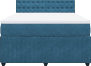 vidaXL Łóżko kontynentalne z materacem, niebieskie, 160x200cm, aksamit 6
