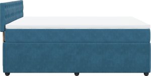 vidaXL Łóżko kontynentalne z materacem, niebieskie, 160x200cm, aksamit 7