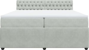 vidaXL Łóżko kontynentalne z materacem, jasnoszare, aksamit, 200x200cm 6