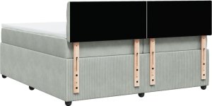 vidaXL Łóżko kontynentalne z materacem, jasnoszare, aksamit, 200x200cm 8