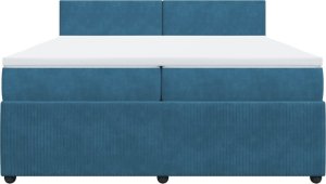 vidaXL Łóżko kontynentalne z materacem, niebieskie, aksamit, 200x200cm 6