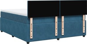 vidaXL Łóżko kontynentalne z materacem, niebieskie, aksamit, 200x200cm 8