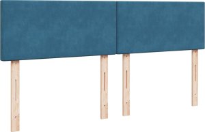 vidaXL Łóżko kontynentalne z materacem, niebieskie, aksamit, 200x200cm 9