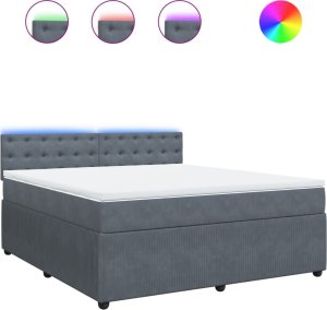 vidaXL Łóżko kontynentalne z materacem, ciemnoszare, 180x200cm aksamit 2