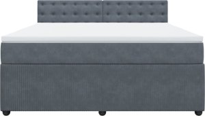 vidaXL Łóżko kontynentalne z materacem, ciemnoszare, 180x200cm aksamit 6