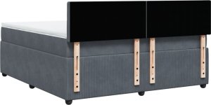 vidaXL Łóżko kontynentalne z materacem, ciemnoszare, 180x200cm aksamit 8