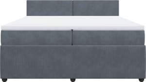 vidaXL Łóżko kontynentalne z materacem, ciemnoszary aksamit, 200x200cm 6