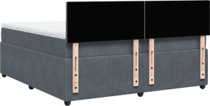 vidaXL Łóżko kontynentalne z materacem, ciemnoszary aksamit, 200x200cm 8