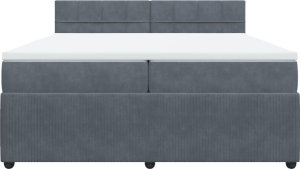 vidaXL Łóżko kontynentalne z materacem, ciemnoszary aksamit, 200x200cm 6
