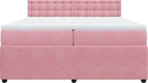 vidaXL Łóżko kontynentalne z materacem, różowe, aksamit, 200x200 cm 6